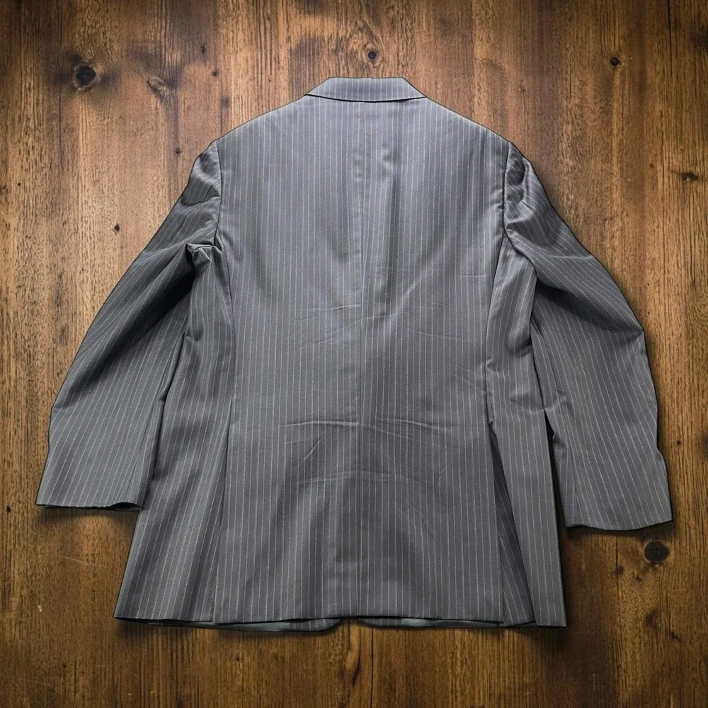Vintage USA Burberry London Kensington Navy Pinstripe Wool Coats Blazers 44L